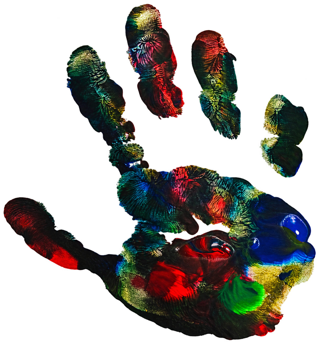 Rocco’s original multicolored handprint