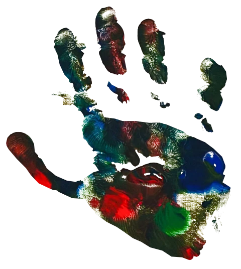 Rocco’s original handprint artwork in several colors