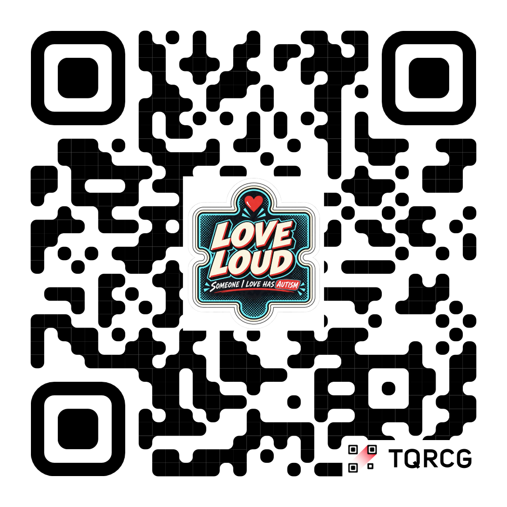 Scan this QR code to explore Love Loud autism apparel and accessories